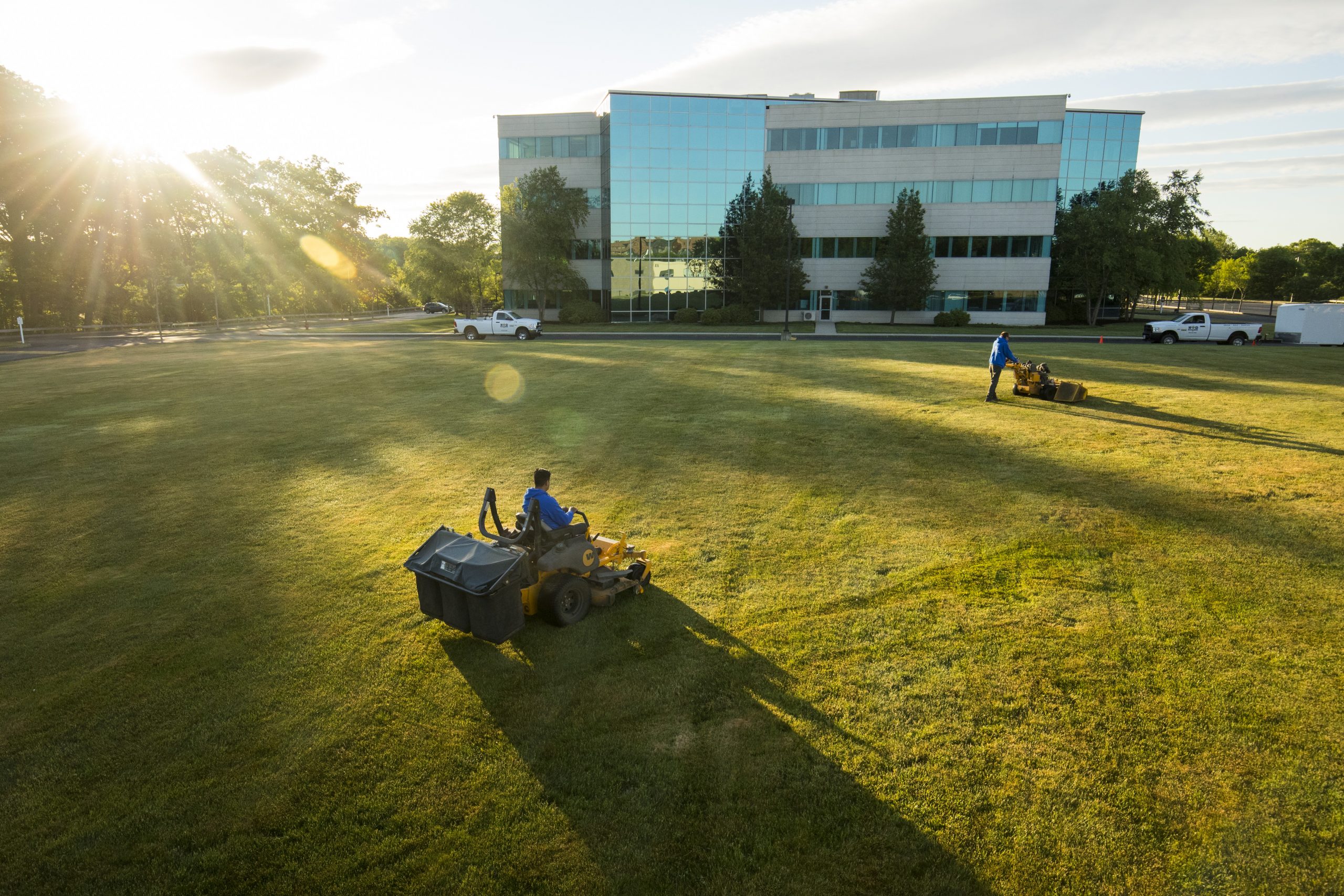 lawn being mowed